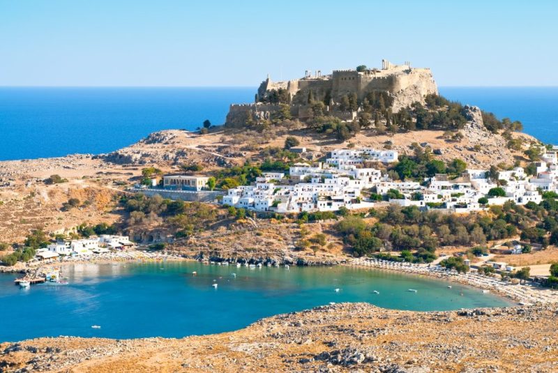 Acropolis,In,The,Ancient,Greek,Town,Lindos,Rhodes,Island,,Greece